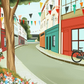 Colorful European Street Scene Mural Wallpaper