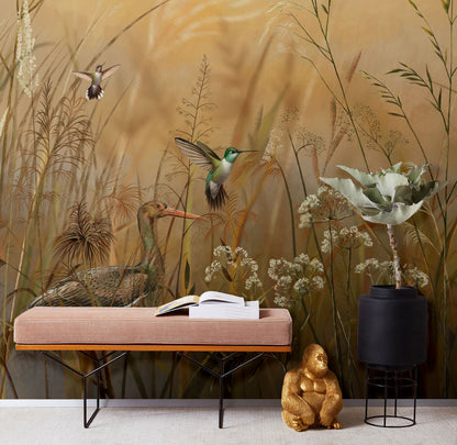 Wild Meadow Serenity Mural Wallpaper in living room
