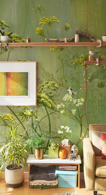 Floral Vine Wallpaper Mural II in living room