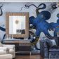 Underwater Octopus Navy Blue Wallpaper