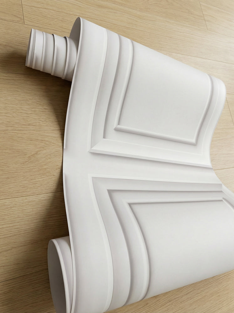 Modern White Wainscoting Panel Wallpaper