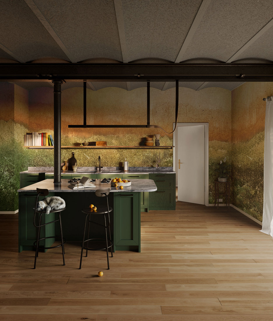 Earthy Landscape Mural Wallpaper in kitchen