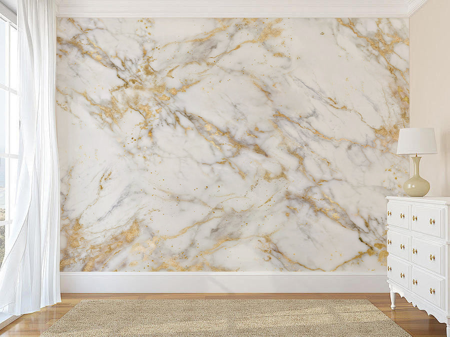 Gilded Marble Elegance Mural Wallpaper in bedroom