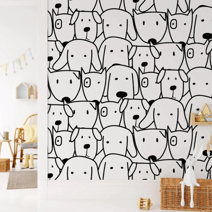 Happy Dog Wallpaper Mural in playroom