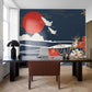 Crimson Sun and Flight Mural Wallpaper in office