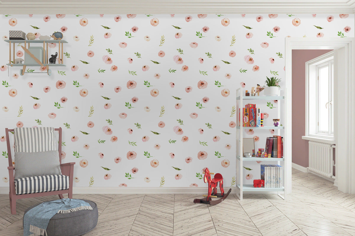 Blush Rose Harmony Mural Wallpaper