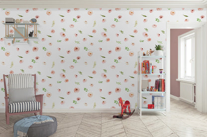 Blush Rose Harmony Mural Wallpaper in child's room