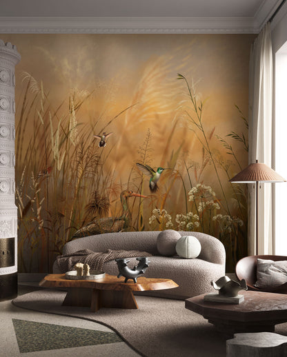Wild Meadow Serenity Mural Wallpaper in living room