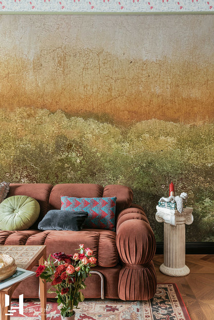 Earthy Landscape Mural Wallpaper in living room