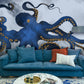 Underwater Octopus Navy Blue Wallpaper