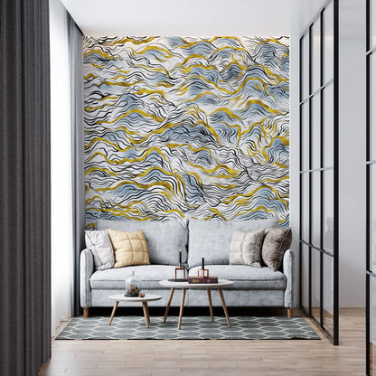 Abstract Mountain Wallpaper Mural in living room