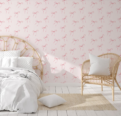 Charming Bow Mural Wallpaper in bedroom