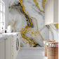 Golden Veined Marble Mural Wallpaper in laundry room