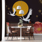 Midnight Cranes & Blossoms Mural Wallpaper