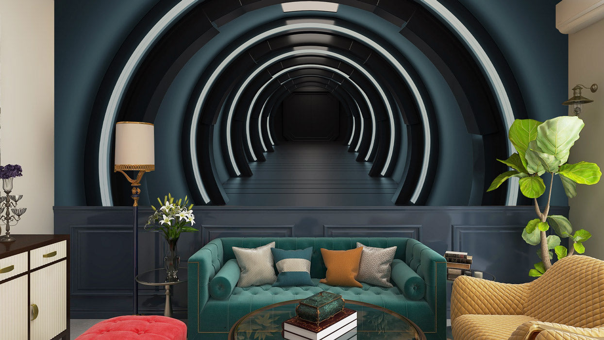 Futuristic Tunnel Escape Mural Wallpaper