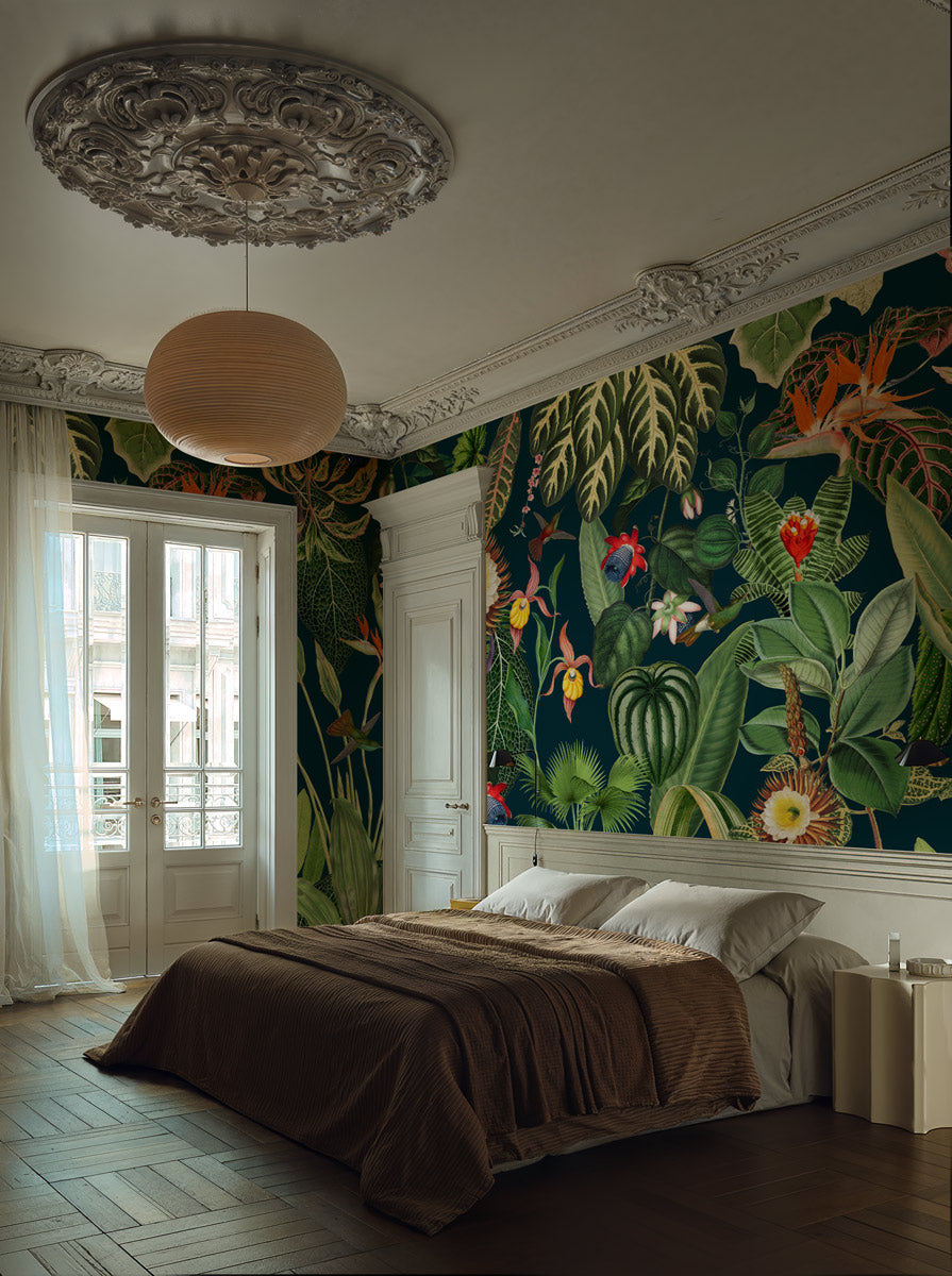 Exotic Garden Mural Wallpaper in bedroom