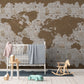 Vintage World Map Wallpaper Decor in child's room