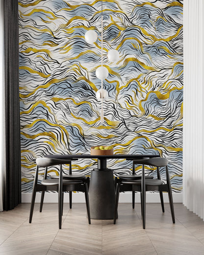 Abstract Mountain Wallpaper Mural in dining room