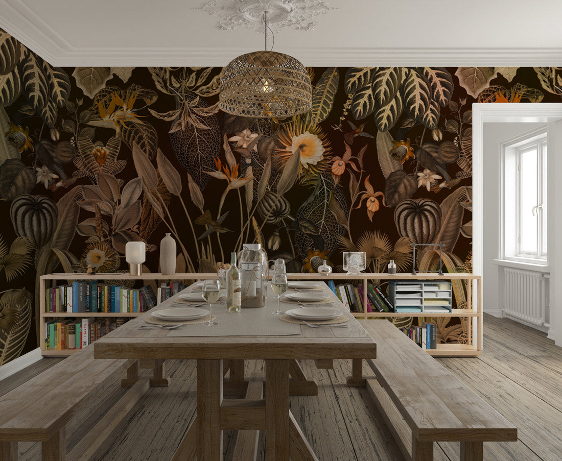 Exotic Garden Escape Mural Wallpaper in dining room