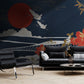 Crimson Sun and Flight Mural Wallpaper in living room