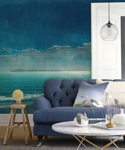 Moonlit Coastal Night Mural Wallpaper