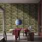 Golden Leaf Harmony Mural Wallpaper in dining room