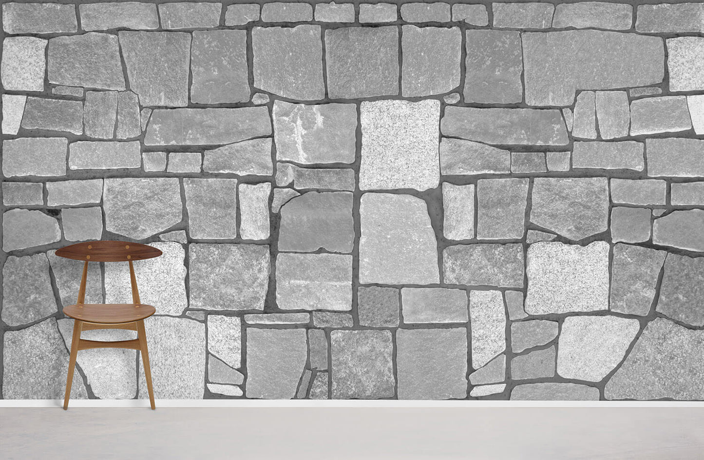 Rustic Grey Stone Mural Wallpaper