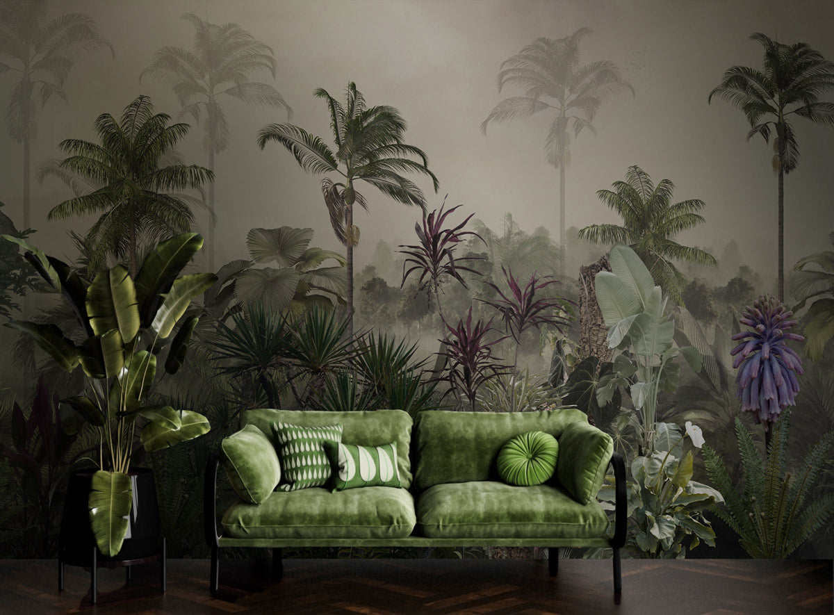 Rainforest Retreat Mural Wallpaper in living room