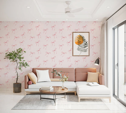 Charming Bow Mural Wallpaper in living room