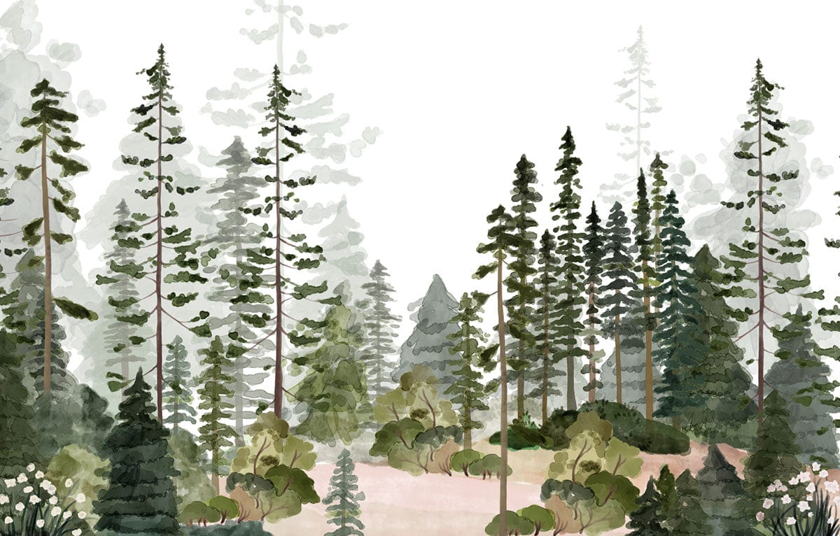 Tranquil Forest Watercolor Mural Wallpaper