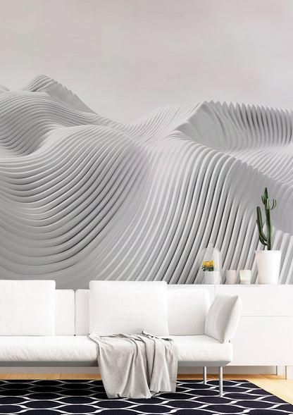 Fluid Terrain Harmony Mural Wallpaper in living room