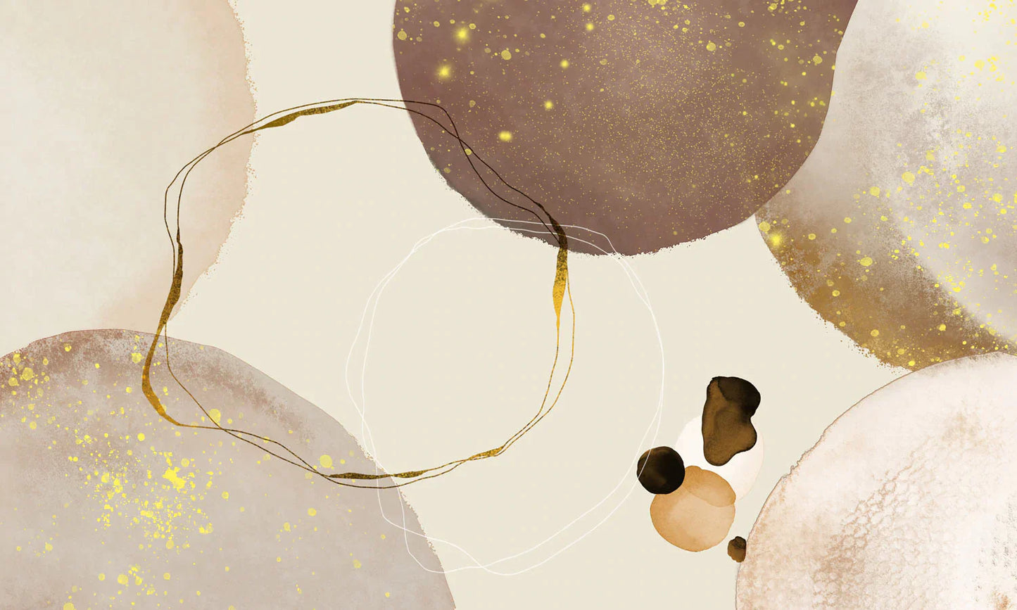 Plain Watercolor Wallpaper Mural with Neutral Circles.