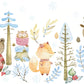 Plain Wallpaper Mural with Winter Animals