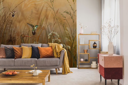 Wild Meadow Serenity Mural Wallpaper in living room