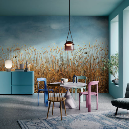 Tranquil Reeds Nature Landscape Mural in dining room