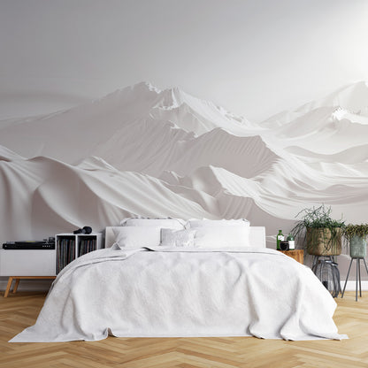 Serene Mountain Escape Mural Wallpaper in bedroom