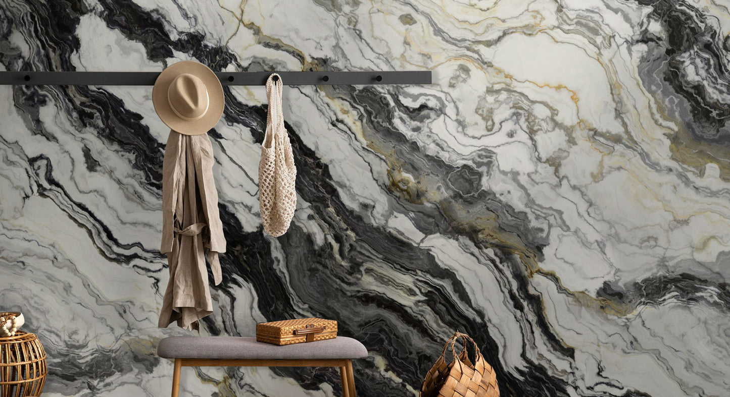 Majestic Marble Mural Wallpaper in entryway