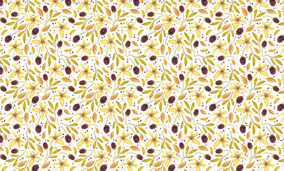 Plain wallpaper depicting mulberry leaves patterned mural