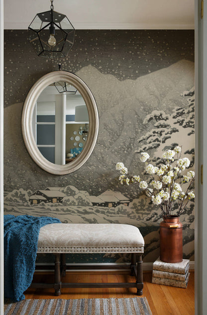 Snowy Mountain Winter Mural Wallpaper