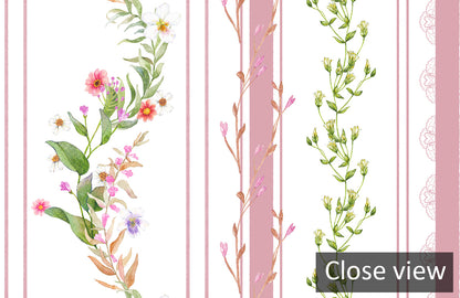 Elegant Floral Stripe Mural Wallpaper