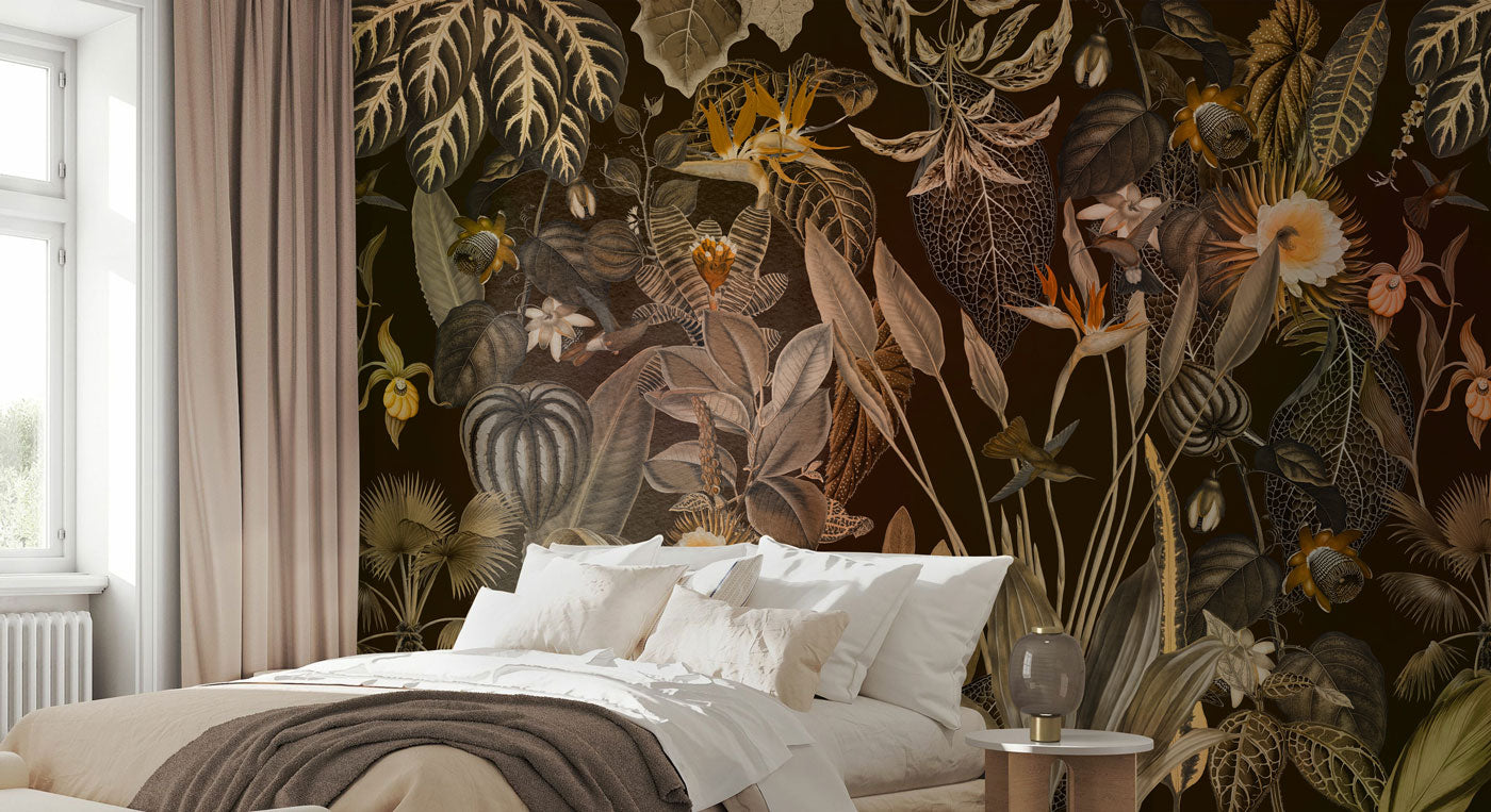 Exotic Garden Escape Mural Wallpaper in bedroom