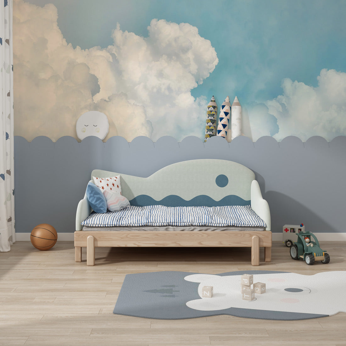 Cotton Sky Bloom Mural Wallpaper