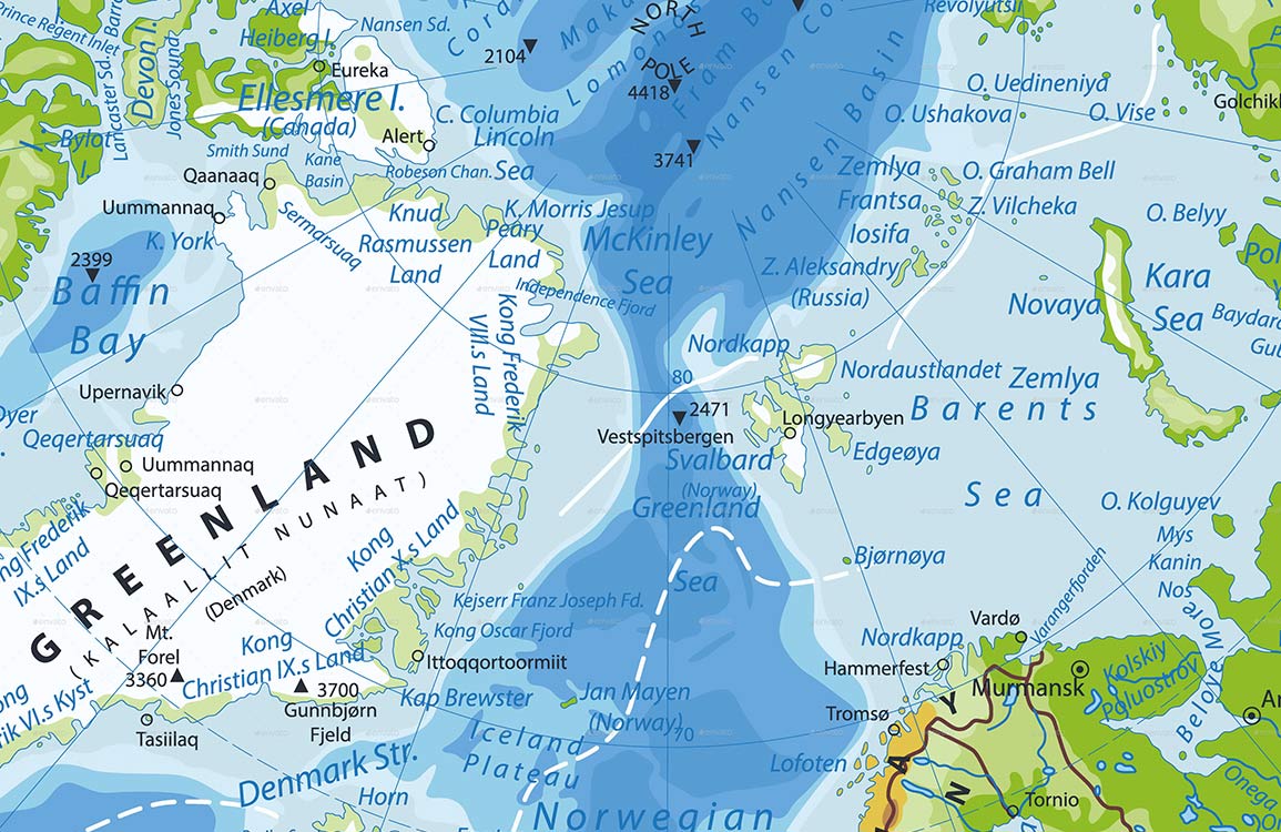 Mura di Carta Educativa con Mappa Artica Blu