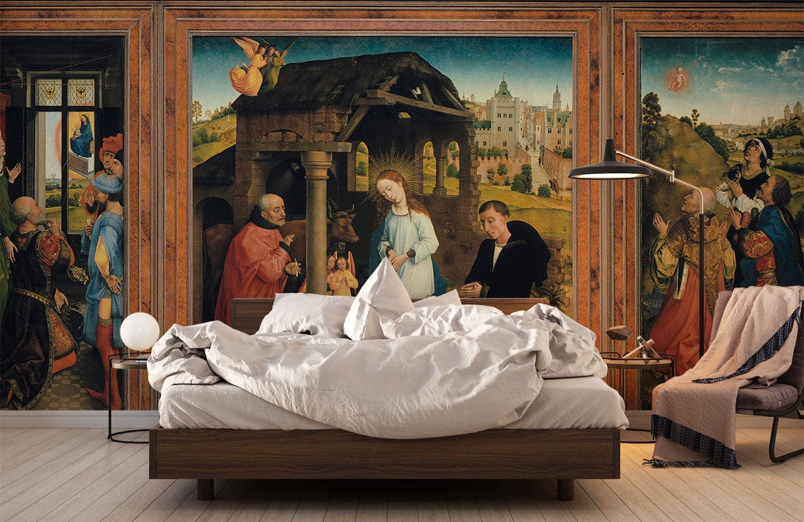 Vintage Biblical Scene Triptych Mural Wallpaper