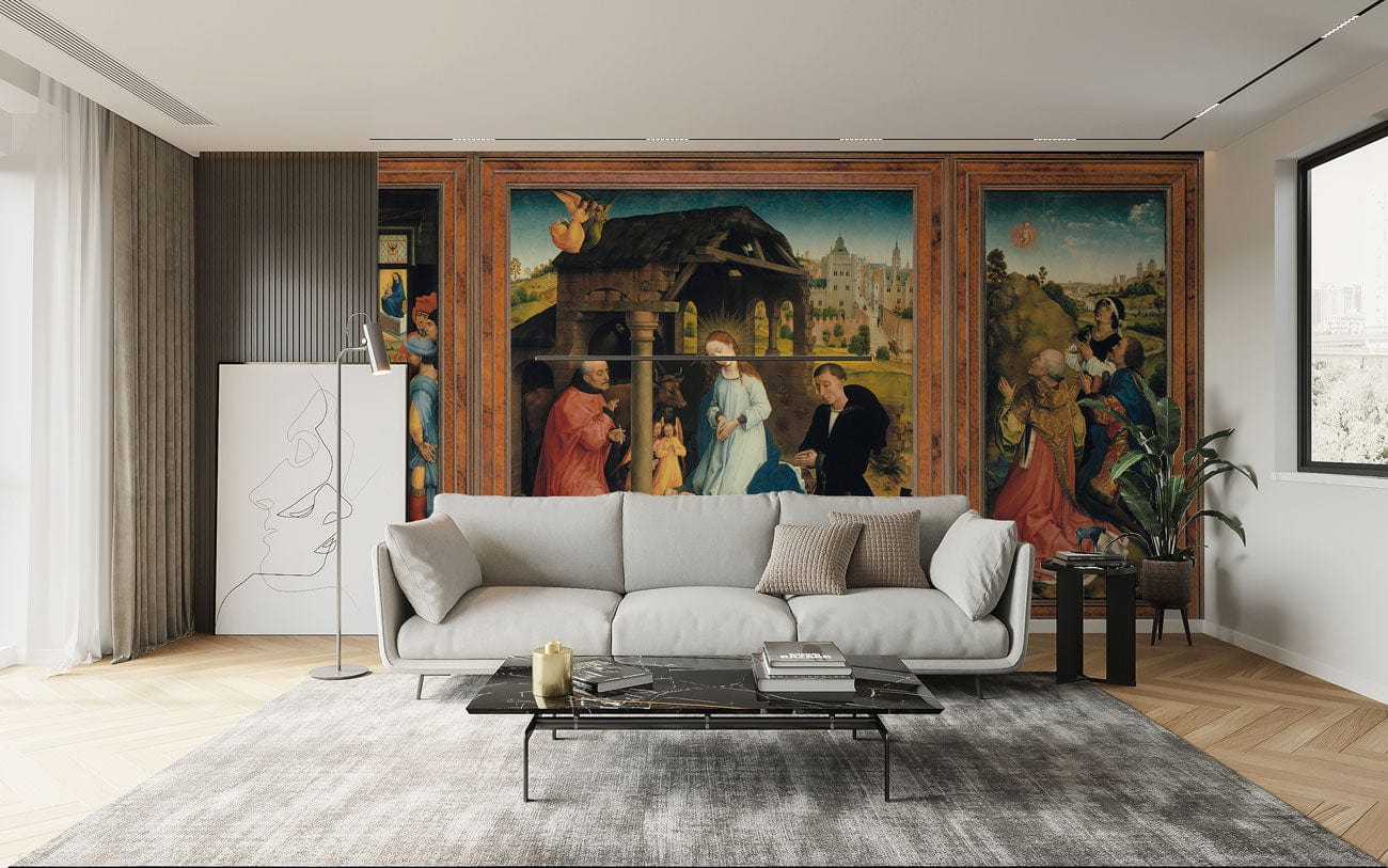 Vintage Biblical Scene Triptych Mural Wallpaper