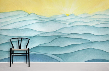 Serene Blue Ocean Wave Mural Wallpaper