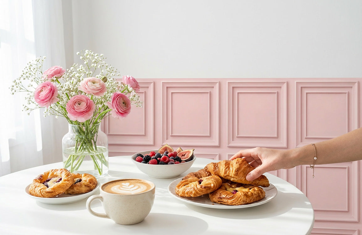 Blush Pink Classic Panel Wallpaper