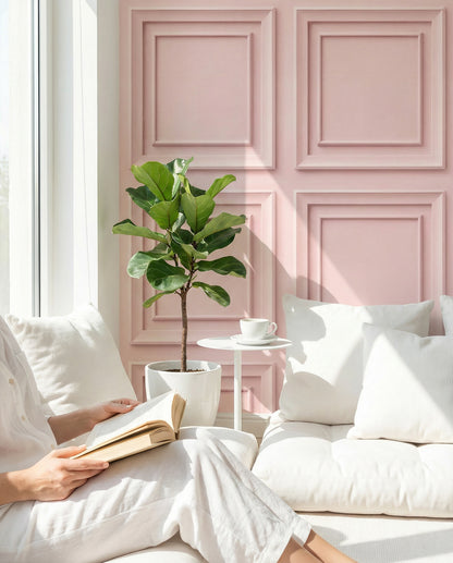 Blush Pink Classic Panel Wallpaper