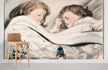 Vintage Dreamy Childhood Illustration Mural Wallpaper