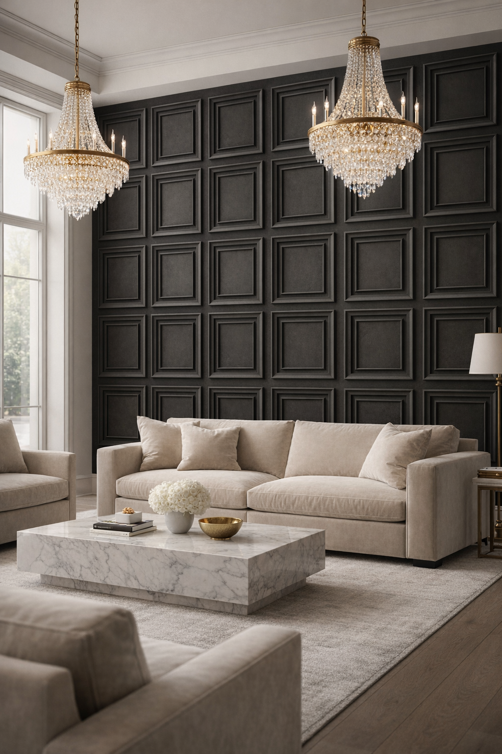 Classic Black Panel Mural Wallpaper